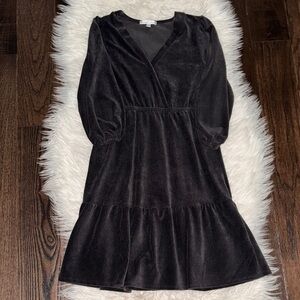 Trendy Dark Gray Velvet Dress